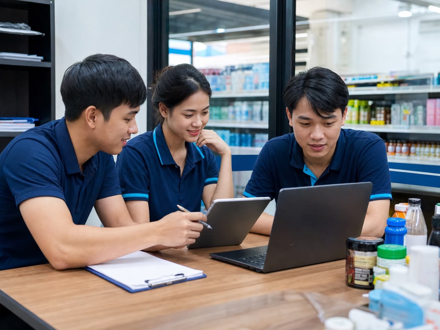 Đội ngũ vận hành theo dõi dữ liệu và hàng hóa