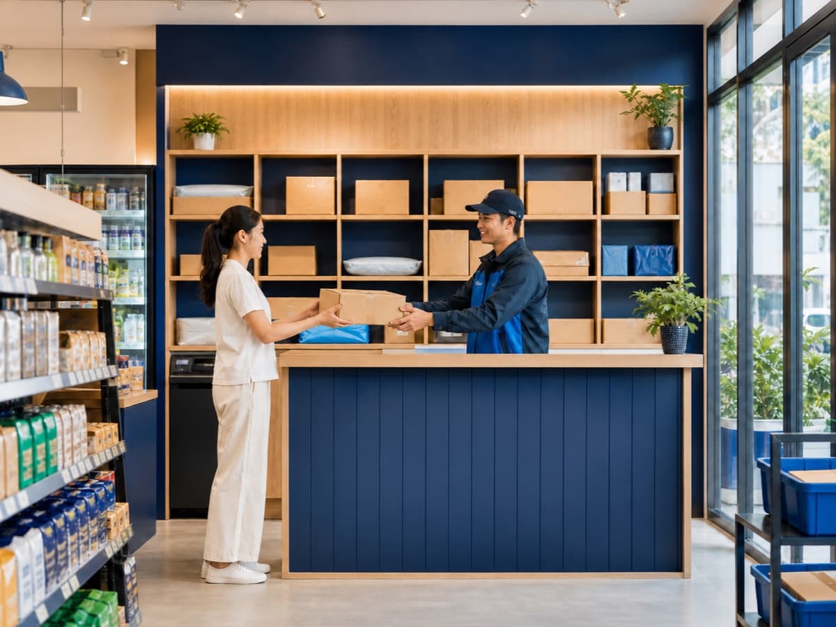 Đội ngũ hỗ trợ vận hành tại quầy cửa hàng