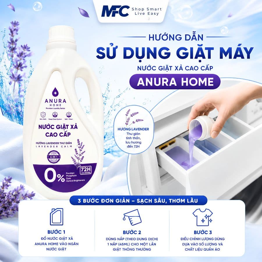 Nước Giặt Xả Cao Cấp Anura Home Lavender 1kg | Lưu Hương 72H — ảnh 4