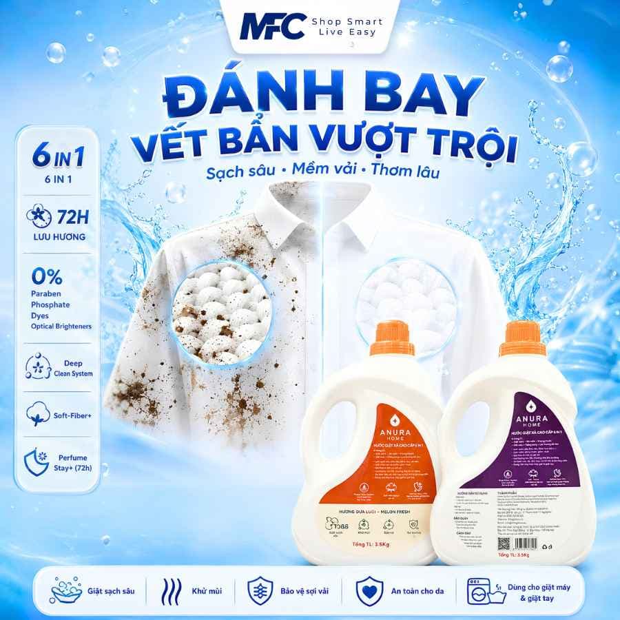 Nước Giặt Xả Anura Home Dưa Lưới 3.5kg | Sạch Sâu, Thơm 72H — ảnh 3