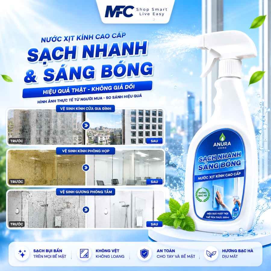 Nước Xịt Kính Cao Cấp Anura Home – Sạch Nhanh, Không Vệt — ảnh 4
